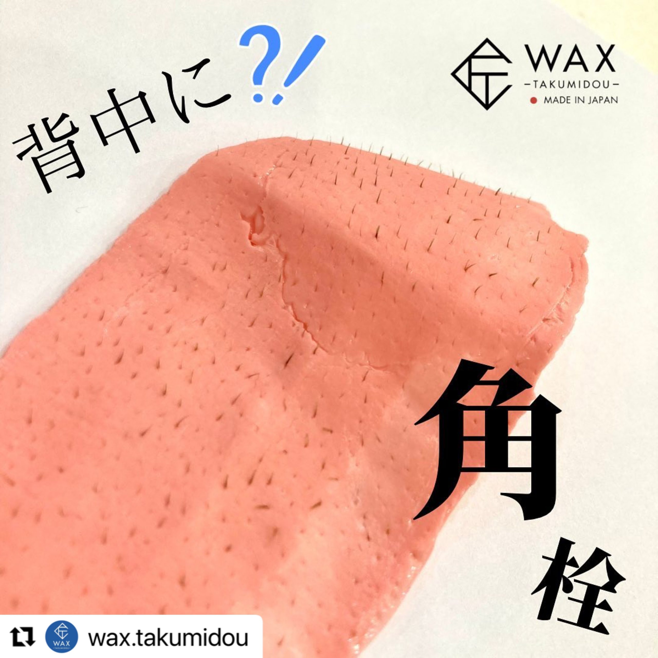 背中　wax脱毛